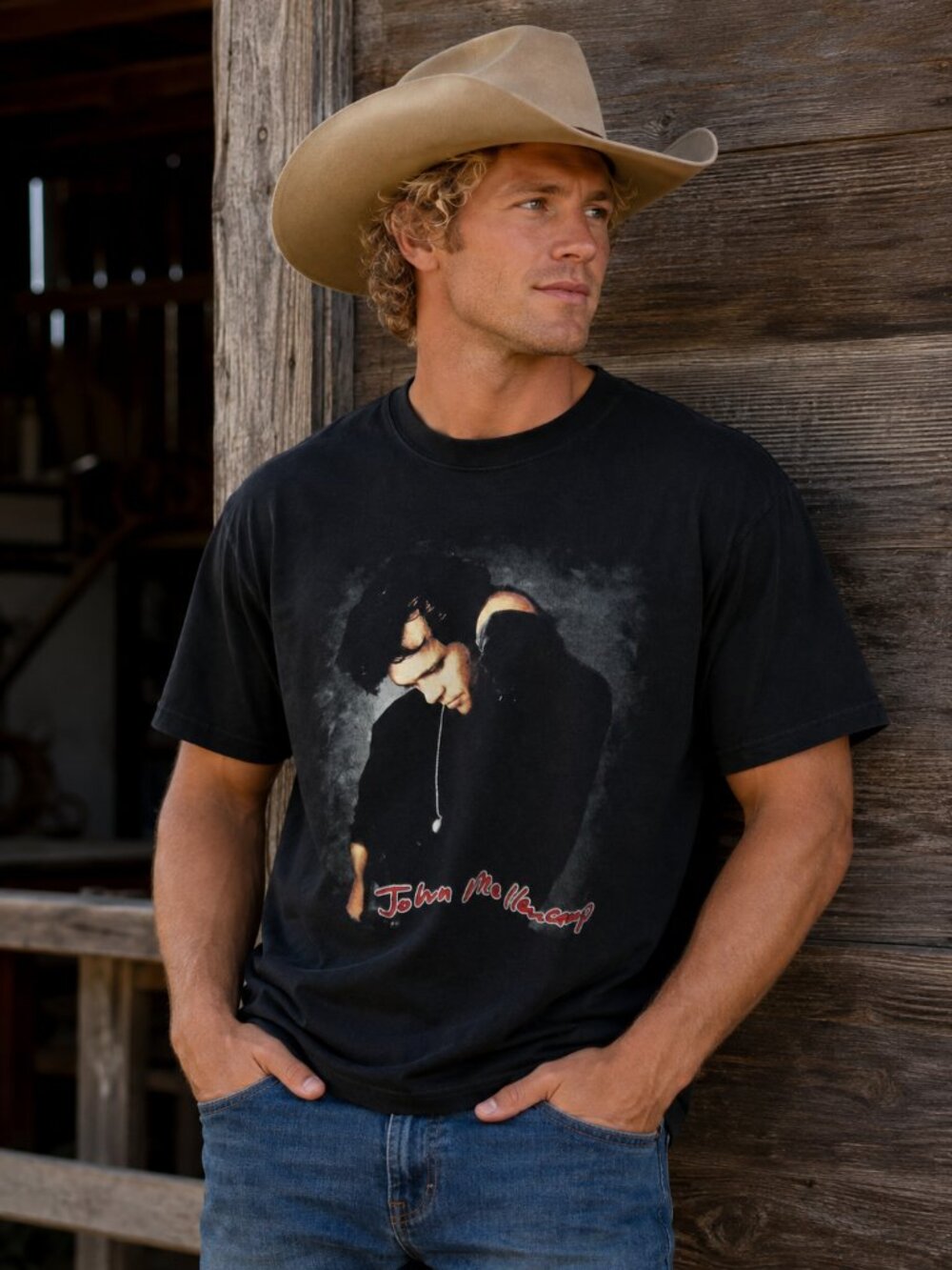 John Mellencamp Tee - 1992 Cougar Noblesville Indiana USA Concert Tour T Shirt L